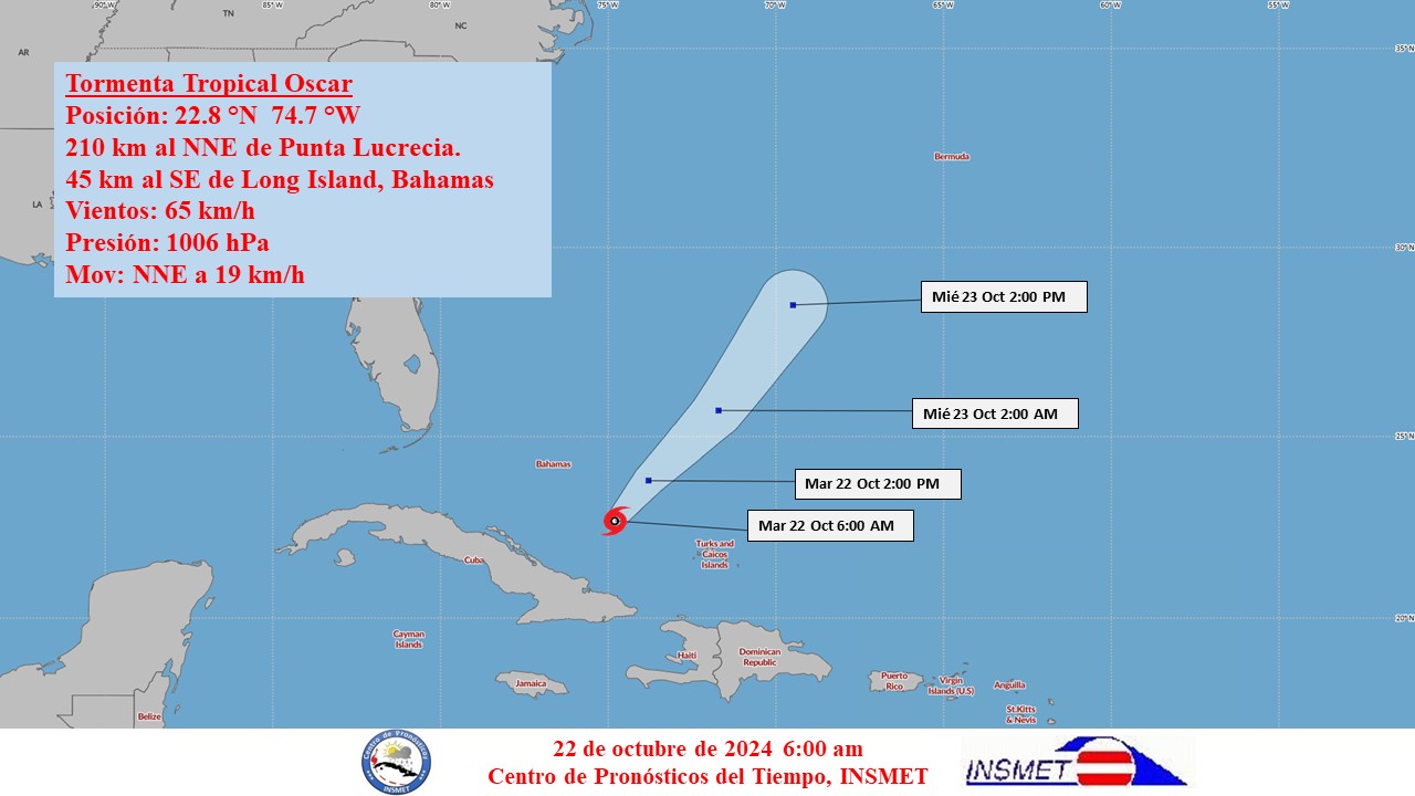 Tormenta tropical Oscar se aleja de Cuba, pero mantiene lluvias en la región oriental